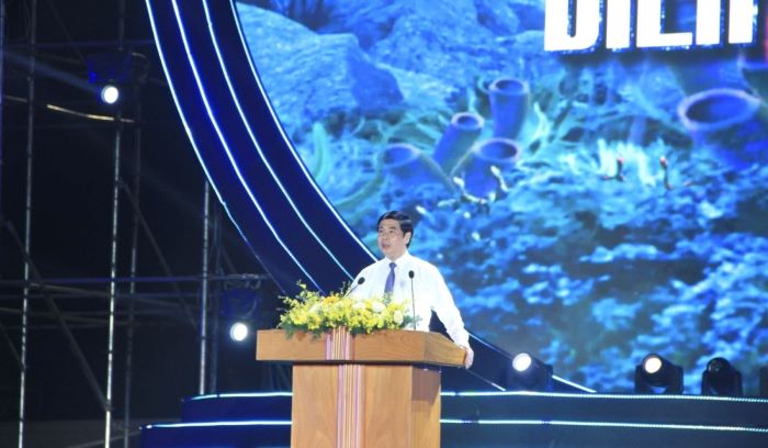 Phó Chủ tịch UBND tỉnh Bình Định Lâm Hải Giang phát biểu khai mạc. Ảnh: LC